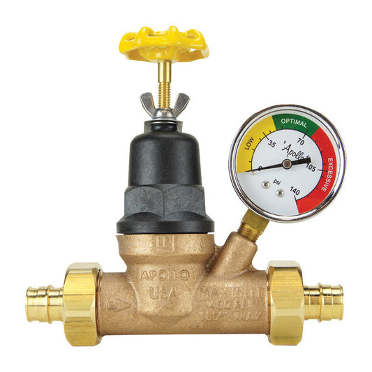 Apollo 3/4 in. Double Union Double Union PEX Bronze Water Pressure Regulator with Gauge EPXPRV34WG