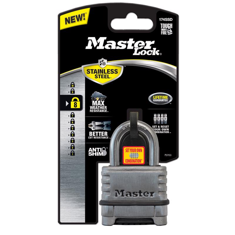 Master Lock 2.25 in. W Stainless Steel 4-Dial Combination Padlock 174SSDHC