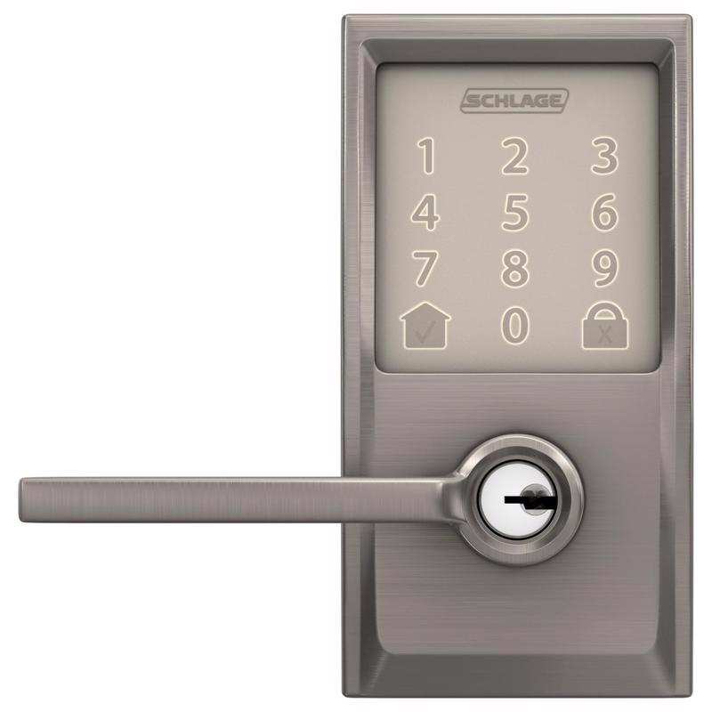 Schlage Encode Satin Nickel Metal Wi-Fi Deadbolt with Latitude Lever FE789WBVCEN619L