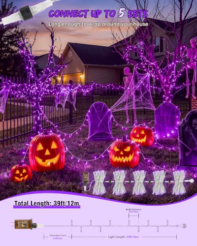 33FT 100 LED Purple Halloween Christmas Fairy Twinkle String Lights (33 Foot)