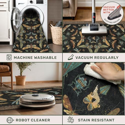 Green and Black 3x12 Long Runner Rugs for Hallway (36 Sq Ft)