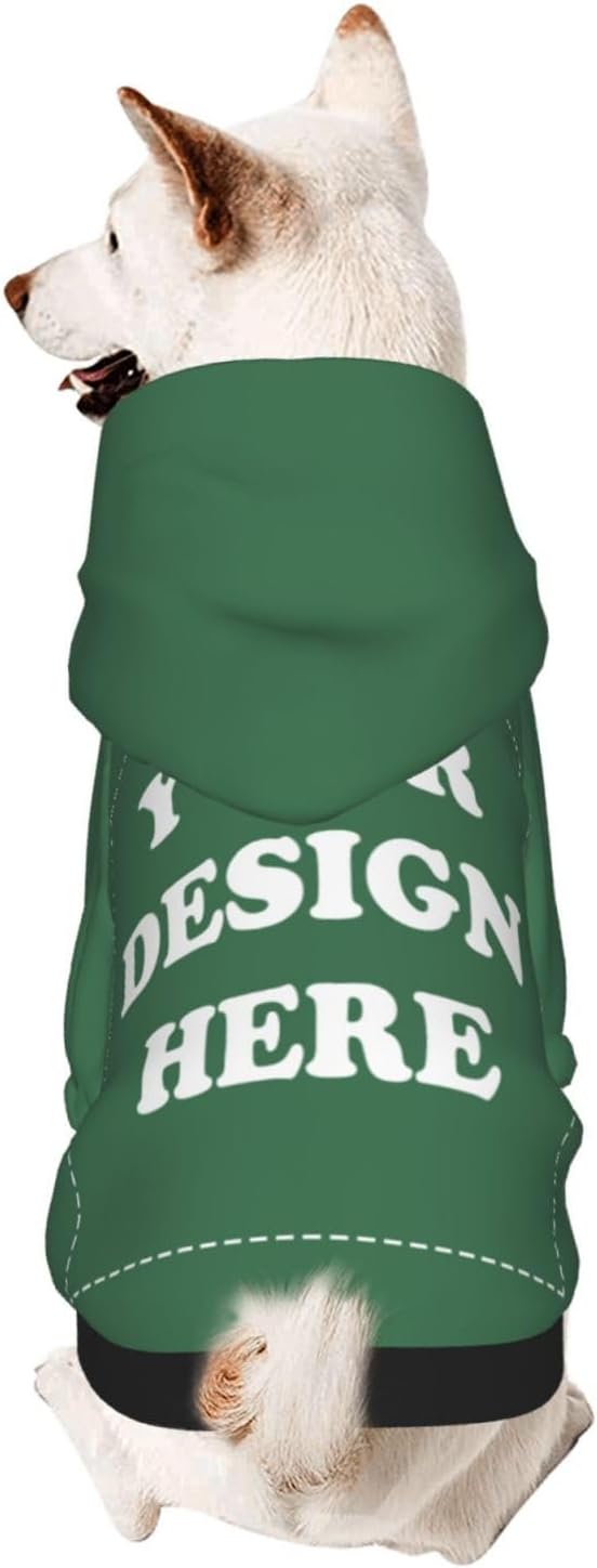 Personalized Dog Hoodie, Custom Dog Costumes for Small Dogs, Holiday Happy Dog Clothes Football Pet Shirt Sweater with Name Number for Girl/Boy Cats/Kitten, Green, L
