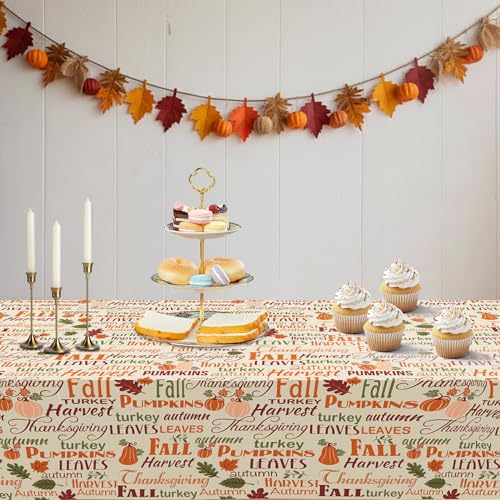 Fall Thanksgiving Tablecloth 4 Packs 54x108 Plastic Disposable Thanksgiving Table Cloth Rectangle Fall Tablecover for Holiday Dinner Party Decorations Outdoor Picnic & Baby Showers (4 Count)