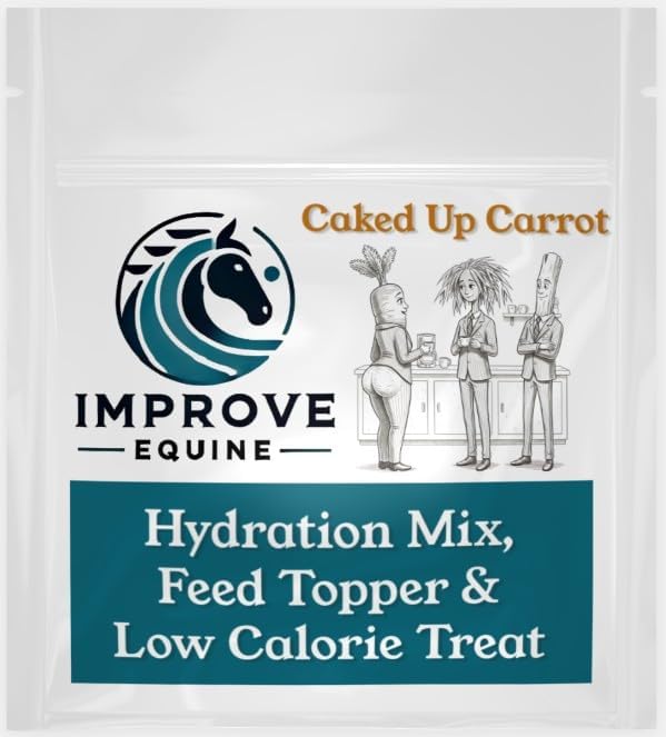 Low Calorie Hydration, Feed Topper & Treat | Safe, NO Electrolyte/Salt for Daily Intake | No Sugar Added | Hydration Support for Horses, Livestock & Dogs | 8 Servings | Caked Up Carrot