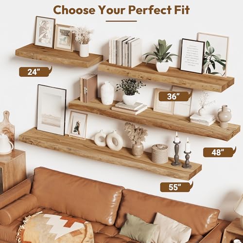 Wood Floating Shelves Live Edge 48” Set of 1