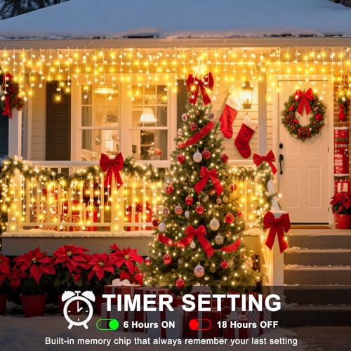 16.5FT 200 LED Icicle Lights for Outside