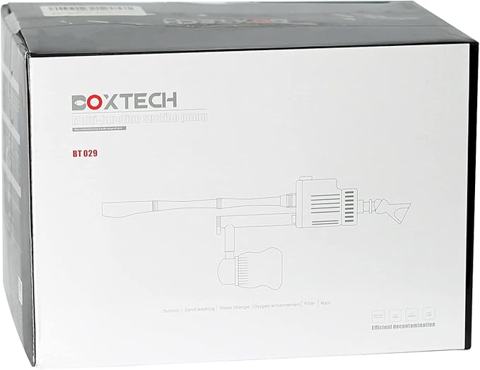 boxtech Upgraded Electric Aquarium Cleaner, 12V DC/28W Auto Fish Tank Gravel Cleaning kit 6 in 1 Change Water and Wash Sand Filter for Aquarium 10-200 Gallon