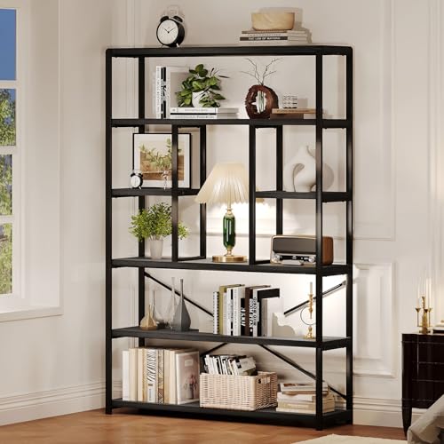 6 Tier Industrial Bookshelf for Bedroom Living Room Office