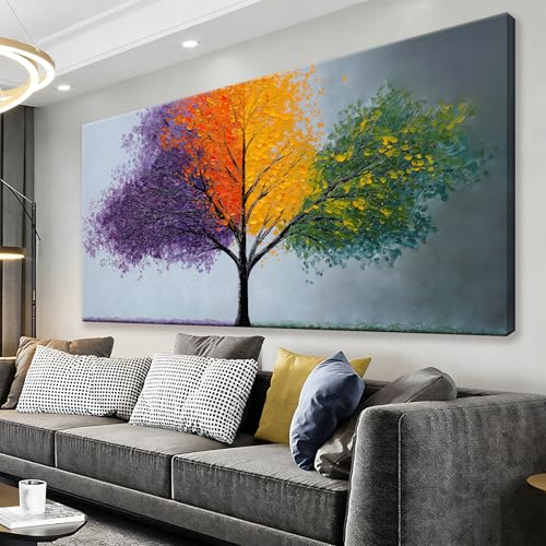 Large Canvas Wall Art Decor Green Nature Botanical Canvas Art Wall Decor For Living Room Wall Art Decor Purple Tree Of Life Modern Wall Art Decor Artwork For Home Bedroom Office Wall Decor 24×48 Inch