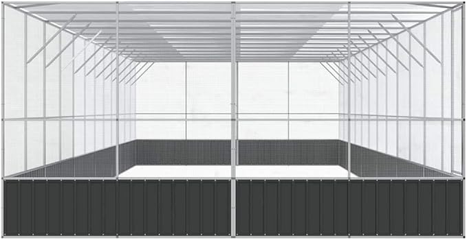 Outdoor Aviary Bird Cage, Galvanized Steel Outside Ample Activity Space Birdcage, 490.6"x163"x83.5", -278