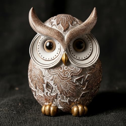 Owl Statue and Figurine for Home Decor Accents Adorable Owl for Shelf Bookshelf Bedroom Living Room Office Table Desk Modern Decorations Animal Sculpture for Birds Lovers