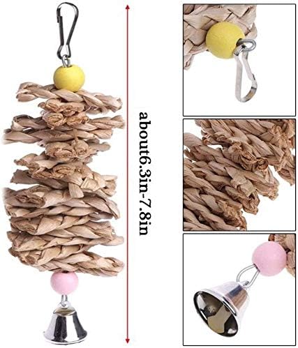 Hamiledyi Parrot Toys Chewing Bird Toy Cuttle Bone Beak Grinding Cage Hanging Bell Toys for African Greys Amazon Conure Eclectus Budgies Parakeet Cockatiel Hamster Chinchilla Rabbit 3 Pack