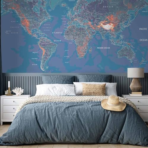 Wall Mural World Map 177x124 in (152.63 Sq Ft)