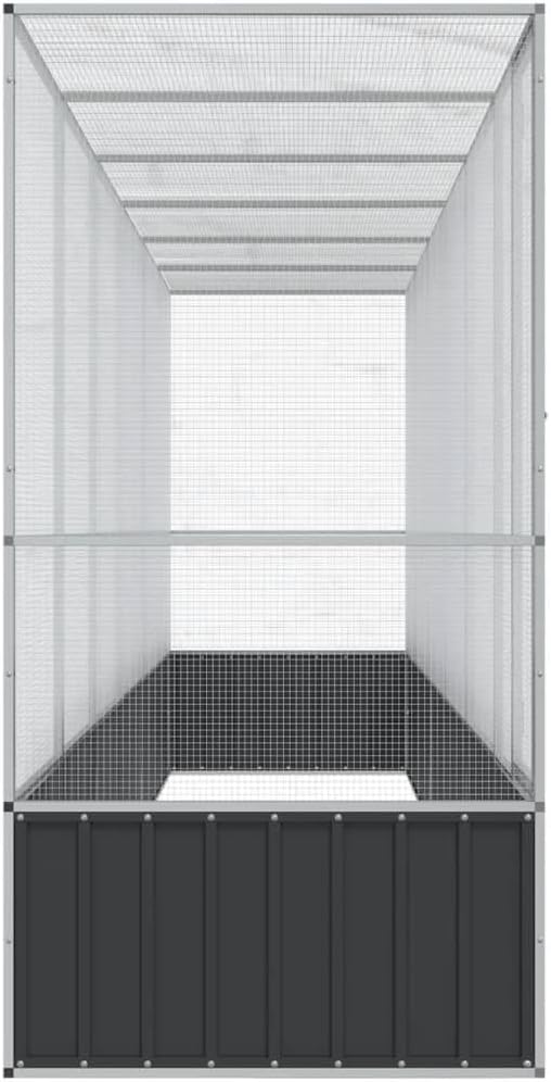 Large Bird Aviary with Extension, Outdoor Galvanized Steel Bird Cage, Galvanized Steel Outdoor Bird Aviary, Mesh Fence Bird House for Small Animals, 246.7"x42.1"x83.5"