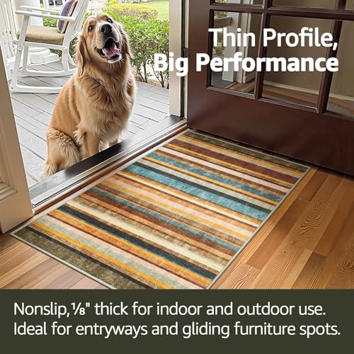 5x7 Area Rug Modern Striped Rug Washable Living Room Rug (35 Sq Ft)