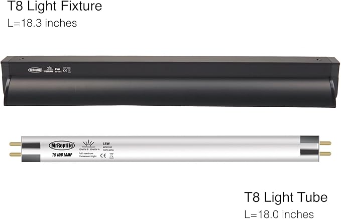 MRREPTILE T8 UVB Reptile Light, 15W 10.0 UVB Lamp for Desert Reptiles, Bearded Dragon UVB Light Bar, UVB Reptile Liner Light Fixture and Tube Bulb