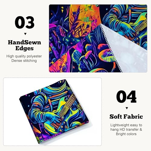 Blacklight Space Astronaut Tapestry UV Reactive Galaxy Planet Glow in Dark Tapestries Black Light Poster Neon Wall Hanging Art for bedroom Living Room