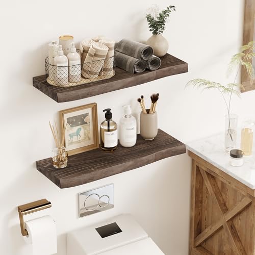 Wood Floating Shelves Live Edge 32” Set of 2 (2 Count)