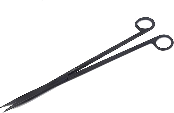 A2Z-Aquascaping Maintenance Tools Accessories,Anti-Rust Stainless Steel Tweezers Scissors Spatula for Aquarium Tank Clean, Fish Tank, Bonsai, Algae Scrapers (12" Scissors - Straight - Black)