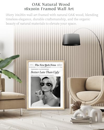 16x20in Audrey Hepburn Better Late Than Ugly Framed Bathroom Art