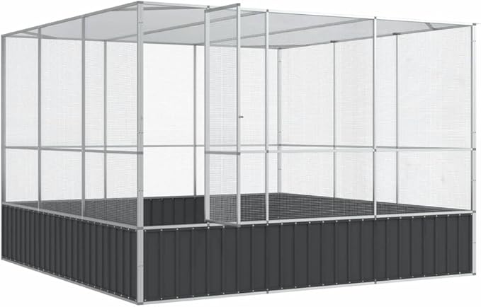 Large Bird Aviary, Outdoor Galvanized Steel Bird Cage, Galvanized Steel Outdoor Bird Aviary, Mesh Fence Bird House for Parrot, Parakeet, Dove, Cockatiel, 122.4"x120.9"x83.5"