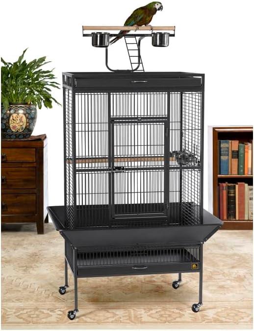 Suburban Sophistication Playtop Bird Home with Spacious Design, Durable Materials, Removable Perches Black/Medium