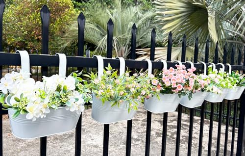 8 Pack 10" Metal Hanging Fence Planter Outdoor with Detachable Hooks (8 Count)