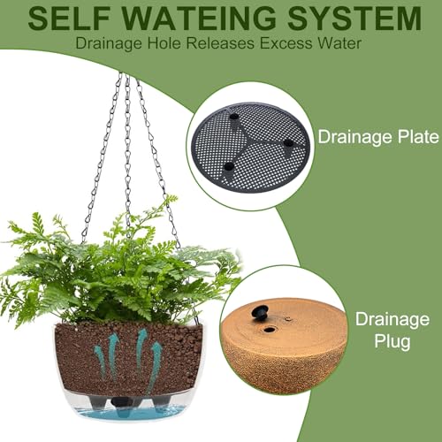 2 Packs Solar Hanging Basket Planters for Plants Outdoor