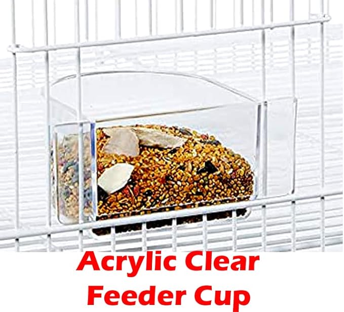 Stackable Center Divided Breeder Breeding Bird Flight Double Rolling Cage for Aviaries Canaries Cockatiels Lovebirds Finches Budgies Small Parrots (White Vein, Double Story)