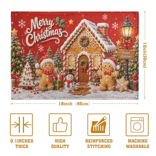 Merry Christmas Gingerbread Man Placemats Set of 4 12x18 Inch (4 Count)