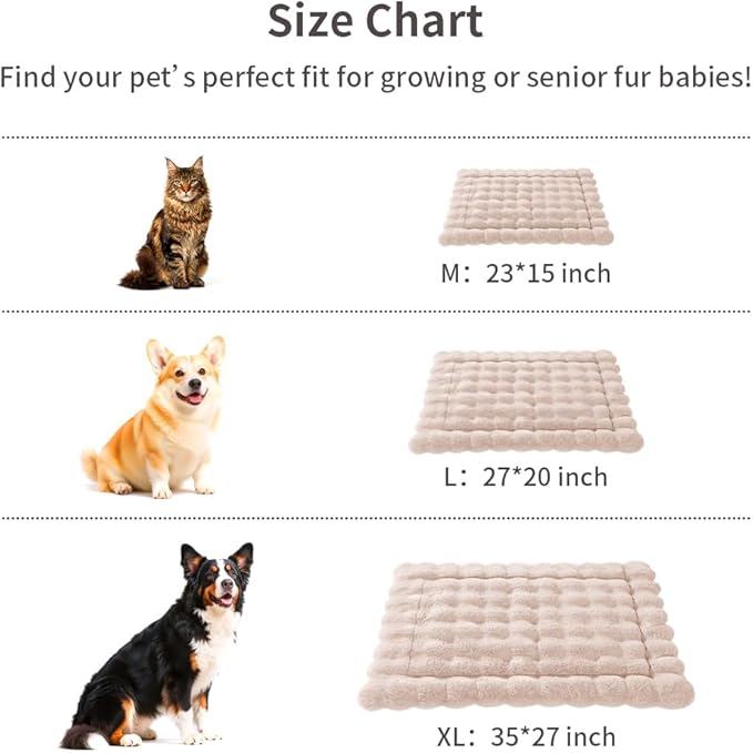 Cat Beds Cozy Pet Mat Faux Fur Kitten Pad Bed for Carriers/Couch Dog & Puppy Cute Friendly 23 x 15 Inch Medium White