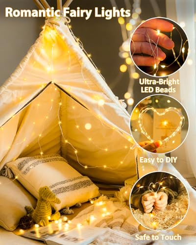 6 Pack 100 LED Fairy Lights Battery Operated with Remote