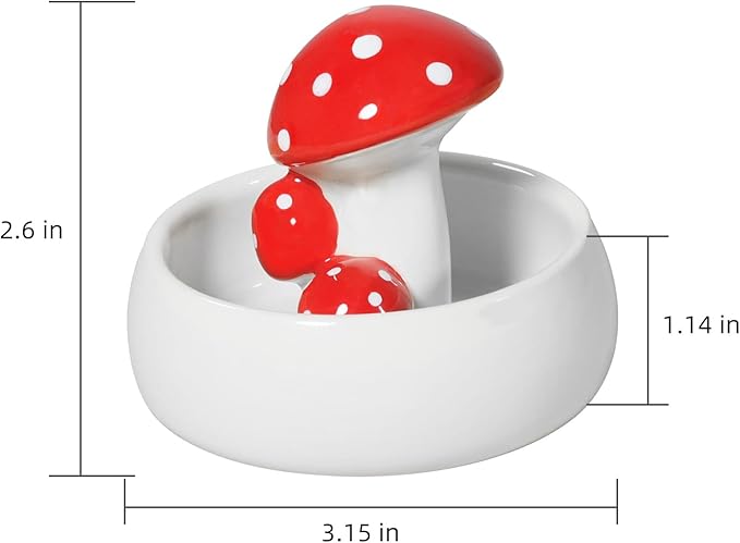 Niteangel Hamster Feeding & Water Bowls- Mushroom Ceramics Series Food Dish Feeding Bowls for Dwarf Syrian Hamsters Gerbils Mice Rats or Other Similar-Sized Small Pets (Water Bowl)