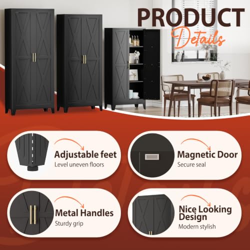 71" H Tall Kitchen Storage Cabinet with Doors