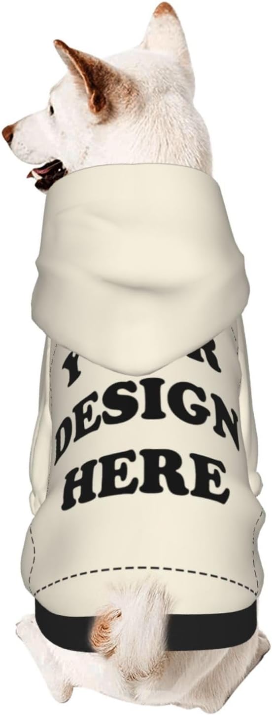 Dog Clothes, Custom Dog Hooded Sweatshirt, Personalized Pet Costume Robe Shirt with Text/Image/Club Name/Pet Shop Logo for Small Medium Large Dogs and Cats, CreamYellow, XS
