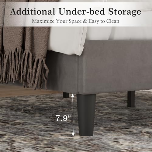 Full Size Bed Frame with Upholstered Headboard