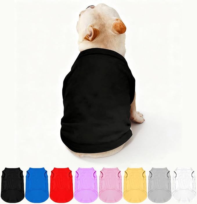 Custom Dog Shirt Pet T Shirts for Small Medium Large Dogs Customized Clothes with Image Logo Text Breathable Sleeveless Tank Top Personalized Outfits Puppy Apparel All-Black, 5XL