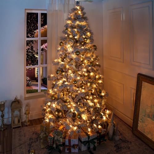 Skylar 6.5ft Snow Flocked Christmas Tree Prelit with 626 Branch Tips