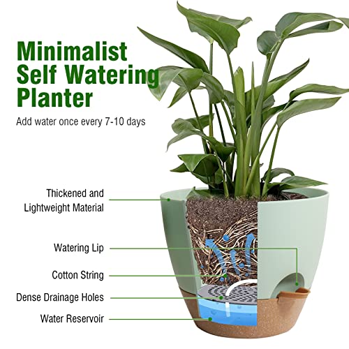 10/9/8 inch Self Watering Pots for Indoor Outdoor Plants, Set of 3 (3 Count)