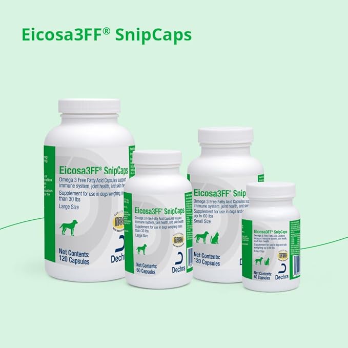 Eicosa3FF SnipCaps Omega 3 Free Fatty Acid Capsules for Dogs - Large, 120 ct