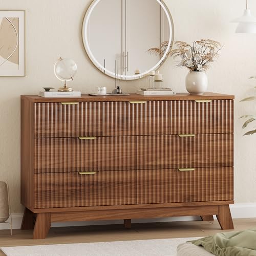 Fluted Dresser for Bedroom with 7 Drawers