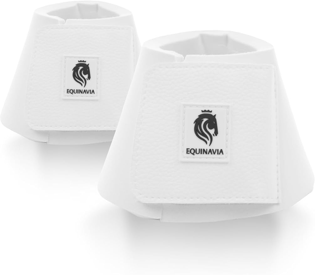 Equinavia Toki Bell Boots for Horses | Neoprene Overreach Boots - White - XL