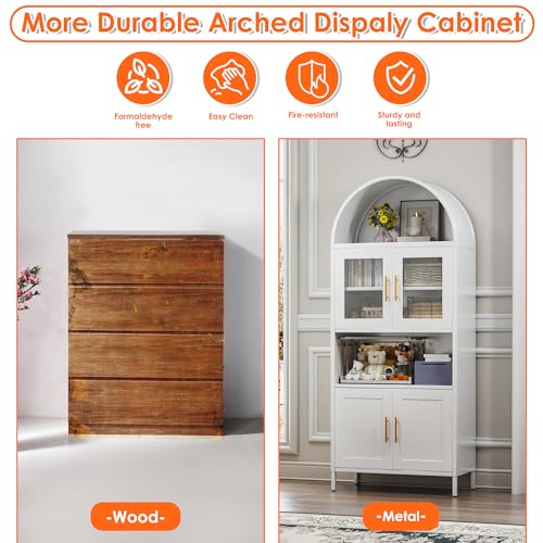 72.8 Inch Metal Pantry Cabinet with 4 Doors and Open Shelf