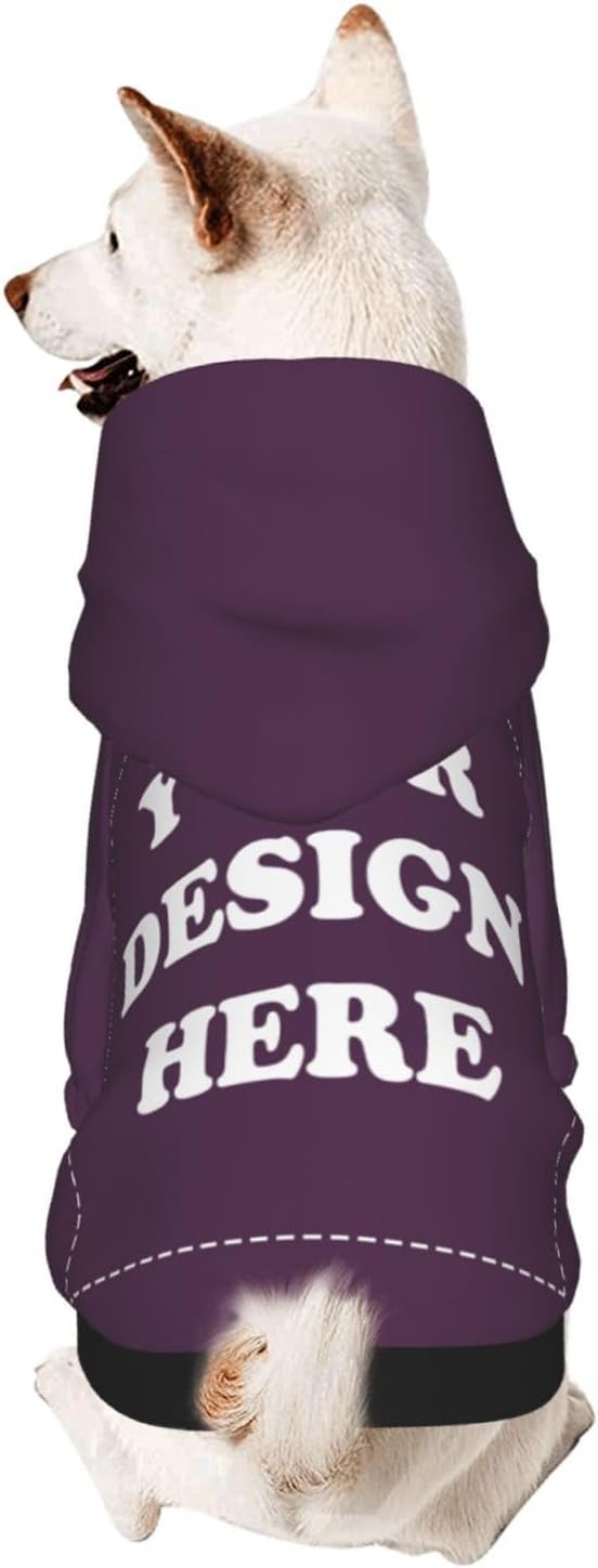 Personalized Chihuahua Dog Hoodie, Custom Pet Warm Sweatshirt Costume with Name Number Photo, Customize ID Clothes for Pupppy Kitten Dogs Cats, PlumPurple, L