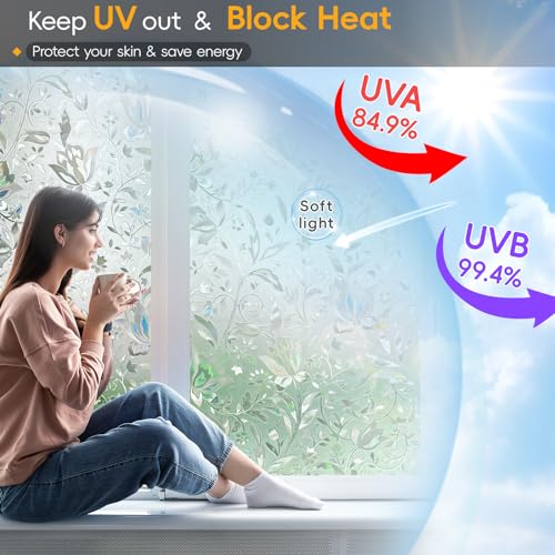 Reusable Static Cling Rainbow Window Privacy Film Decorative