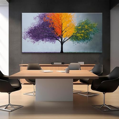 Oversized Wall Art Decor Green Tree Of Life Canvas Art Wall Decor For Living Room Purple Nature Botanical Wall Art Decor Modern Wall Art Decor Artwork For Home Bedroom Office Wall Decor 29×58 Inch