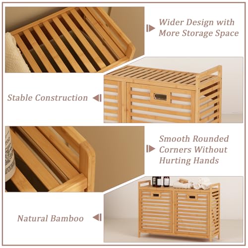 Double Laundry Hamper with Shelf