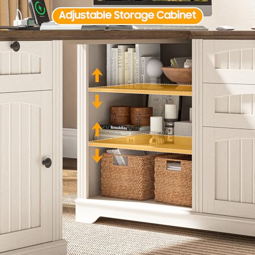 Farmhouse L Shaped Desk with Drawers