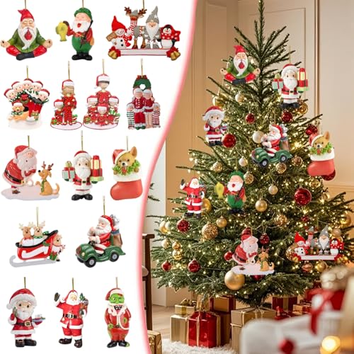 15 Pcs Christmas Hanging Ornaments Santa Claus Christmas Tree Ornaments Small Person Hanging Ornament Gnome Santa Doll Hanging Decor Christmas Tree Decoration for Xmas Party Supplies