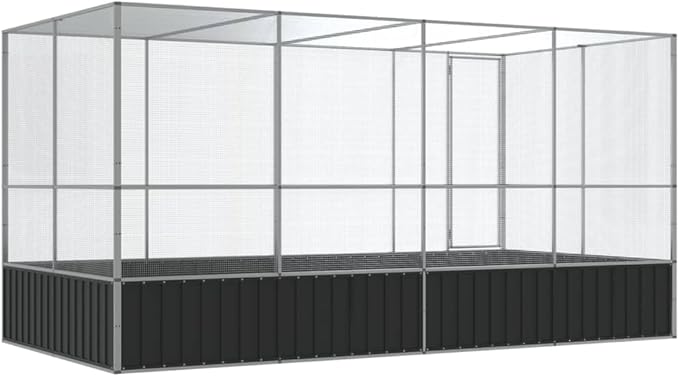 Large Bird Aviary with Extension, Outdoor Galvanized Steel Bird Cage, Galvanized Steel Outdoor Bird Aviary, Mesh Fence Bird House for Small Animals, 164.6"x81.5"x83.5"